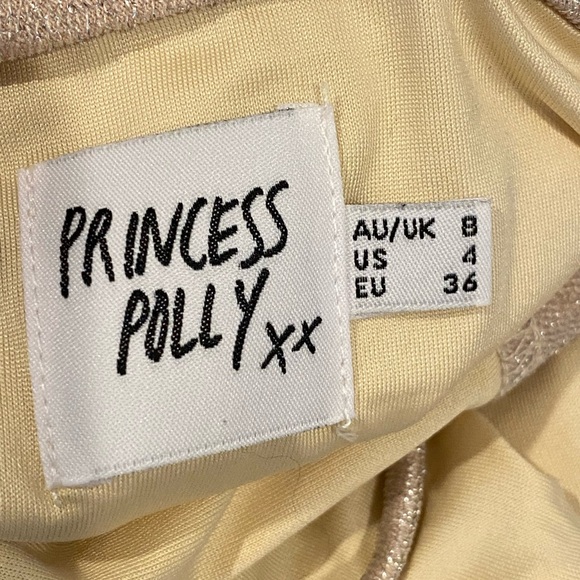 Princess Polly Gold Champagne Glitter Sparkle Ruched Crop Top Cami S 4 - Picture 6 of 7
